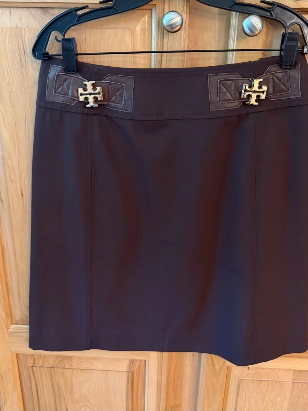 Tory Burch Brown Logo-Accent Skirt Size 8 New